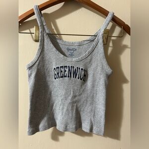 Brandy Melville Gray Ribbed Tank with Greenwich Print